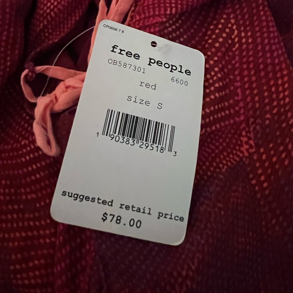 NWT $78 Free People | Casual Tank in Red | Cool Cut Out Sides for Lightweight - Picture 7 of 8